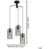 EGLO - Roccamena 1 - Hanglamp - Zwart - Staal - Ø 61,5 cm