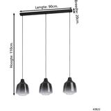 EGLO Sedbergh Hanglamp - E27 - 90 cm - Zwart - Glas