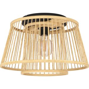 EGLO Hykeham Plafondlamp - E27 - Ø 38 cm - Zwart|Hout