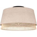 EGLO - Tabley - Plafondlamp - Natuurlijke tint - Staal, Textiel, Hout