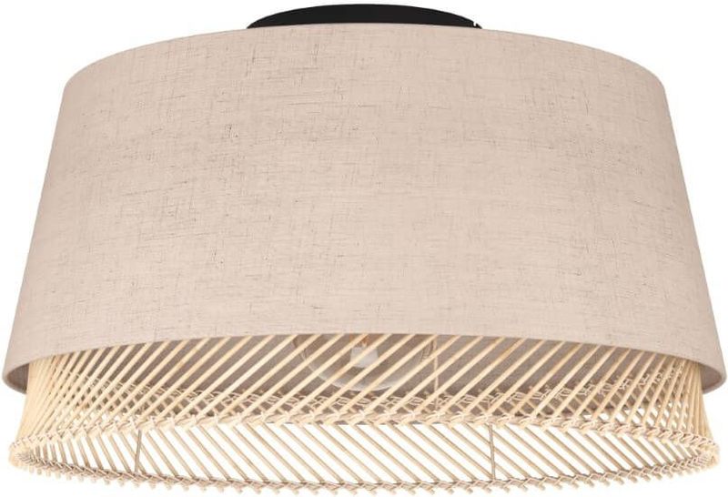 EGLO - Tabley - Plafondlamp - Natuurlijke tint - Staal, Textiel, Hout