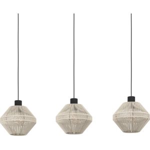 EGLO Midsumer Hanglamp - 3 x E27 - 92 cm - Zwart|Crème - Textiel
