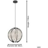 EGLO - Waverton - Hanglamp - Zwart/Wit - Ø 40 cm - E27