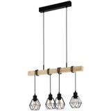 EGLO Townshend 5 Hanglamp - Zwart/Bruin - Hout - E27 - 70 cm