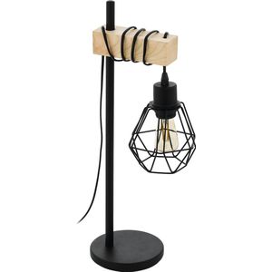 EGLO Townshend 5 Tafellamp - Zwart/Bruin - FSC Hout - E27
