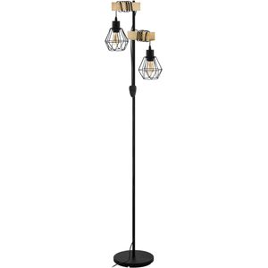 EGLO Townshend 5 Vloerlamp - Zwart/Bruin - FSC Hout