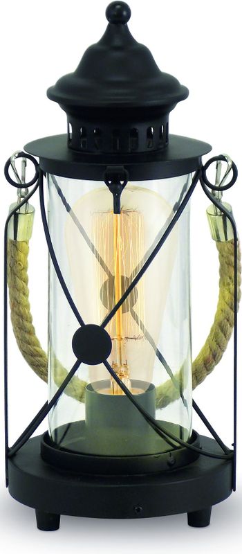 EGLO - Bradford - Tafellamp - Zwart - Staal en Glas - H 33 x Ø 14 cm