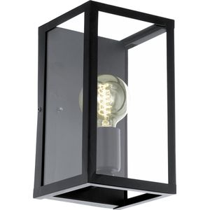 EGLO Charterhouse Wandlamp - Zwart - Staal en Glas - E27