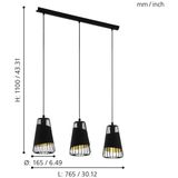 Eglo 3er Pendelleuchte Austell schwarz-gold 76,5 x 16,5 cm E27, max. 60 W Pendelleuchte