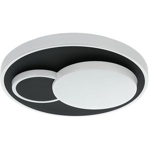 EGLO Lepreso led-plafondlamp, ronde plafondlamp met cirkeldecoratie, plafondverlichting van metaal en kunststof in wit en zwart, opbouwverlichting voor hal en slaapkamer, warm wit, Ø 38,5