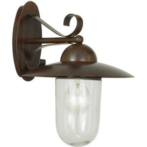 EGLO Buitenwandlamp Milton, 1 lamp buitenlamp, wandlamp van verzinkt staal en glas, kleur: antiek bruin, fitting: E27, IP44