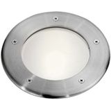 EGLO LED vloerinbouwlamp Riga 3, 1-lichts inbouwlamp, padlamp van roestvrij staal en kunststof, kleur: zilver, rond, fitting: E27, IP67