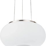 EGLO Hanglamp Optica, 2 lampen hanglamp van staal, kleur: mat nikkel, glas: opaal mat wit, fitting: E27, DELONGHI: 28 cm