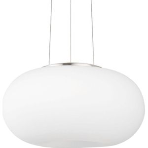 EGLO Optica - Hanglamp - 2 Lichts - Ø350mm. - Nikkel-Mat - Wit