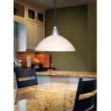 Hanglamp - Zilverkleurig - Kunststof en Nikkel-Mat Metaal - Ronde Lampenkap van Albastglas