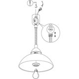 Hanglamp - Zilverkleurig - Kunststof en Nikkel-Mat Metaal - Ronde Lampenkap van Albastglas