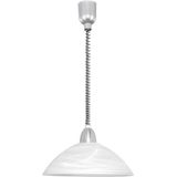 Hanglamp - Zilverkleurig - Kunststof en Nikkel-Mat Metaal - Ronde Lampenkap van Albastglas