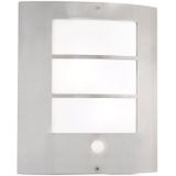 EGLO City Wandlamp Buiten - E27 - 26 cm - Sensor - Roestvast Staal/Wit