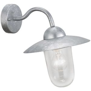 EGLO Milton, buitenwandlamp, 1 lichtpunt, wandlamp van staal thermisch verzinkt en glas, kleur: zilver, fitting: E27, IP44