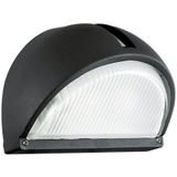 EGLO Buitenwandlamp Onja, 1 lichtpunt, wandspot van gegoten aluminium, kleur: zwart, glas: geribbeld, helder, fitting: E27, IP44