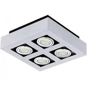 EGLO Loke 1 Led-plafondlamp, 4-lichts, moderne plafondlamp van aluminium en staal, geborsteld/chroom/zwart, opbouwlamp met GU10-fitting, inclusief ledlamp, draaibaar