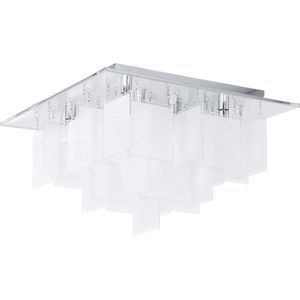 EGLO Condrada 1 Led-plafondlamp, 8 lichtpunten, modern, woonkamerlamp van metaal in chroom en gesatineerd glas, wit, slaapkamerlamp, hallamp, plafond, met G9-fitting