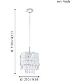 Hanglamp - Verchroomd Metaal - Parelmoer Folie - Kristallen Elementen