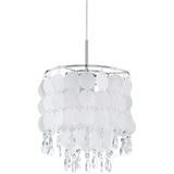 Hanglamp - Verchroomd Metaal - Parelmoer Folie - Kristallen Elementen