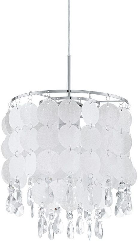 Hanglamp - Verchroomd Metaal - Parelmoer Folie - Kristallen Elementen