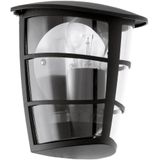 EGLO Buitenwandlamp Aloria, 1-lichts buitenlamp, wandlamp van gegoten aluminium en kunststof, kleur: zwart, fitting: E27, IP44