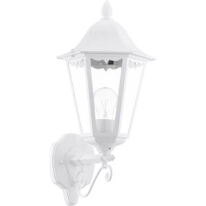 EGLO Navedo buitenwandlamp, 1-vlammige buitenlamp, wandlamp van gegoten aluminium en glas, kleur: wit, fitting: E27, IP44
