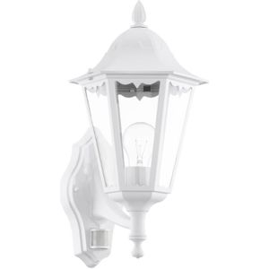 EGLO Outdoor wandlamp Navedo, 1 lamp buitenlamp inclusief bewegingsmelder, sensor-wandlamp van gegoten aluminium en glas, kleur: wit, fitting: E27, IP44