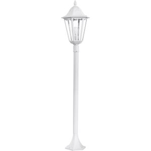 EGLO Buitenlamp Navedo, 1-vlammige buitenlamp, vloerlamp van gegoten aluminium en glas, kleur: wit, fitting: E27, hoogte: 120 cm, IP44