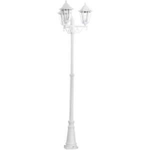 EGLO Buitenlamp Navedo, 3-vlammige buitenlamp, vloerlamp van gegoten aluminium en glas, kleur: wit, fitting: E27, hoogte: 220 cm, IP44