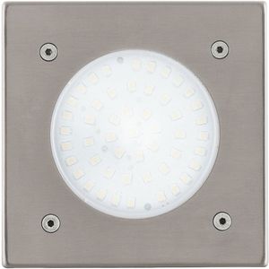 EGLO Led-vloerinbouwspot Lamedo, 1-lichts inbouwlamp, padverlichting van roestvrij staal, kleur: zilver, glas: wit gesatineerd, hoekig, IP67