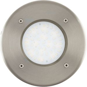 EGLO LED vloerinbouwlamp Lamedo, 1-vlammige inbouwlamp, weglamp van roestvrij staal, kleur: zilver, glas: wit, gesatineerd, rond, IP67