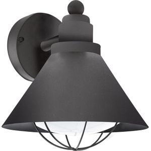 EGLO Buitenwandlamp Barrosela, 1-vlammige buitenlamp, wandlamp van verzinkt staal, kleur: zwart, fitting: E27, IP44