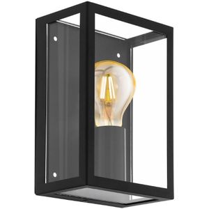 EGLO Außen-Wandleuchte »ALAMONTE 1«, E27, schwarz / L17 x H26 x B26 cm / exkl. 1 x E27 (je max. 60W) / Außenlampe - IP44 spritzwassergeschützt - Balkon - Garten - Eingangsbereich - Vintage - Retro - Rustikal - witterungsbeständig