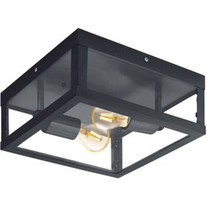 EGLO Plafondlamp ALAMONTE 1 zwart / l29 x h29 x b13 cm / spatwaterdicht / rustiek