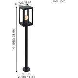 Eglo staande outdoor lamp Alamonte 1, 1 lamp, buitenlamp, vloerlamp van verzinkt staal, kleur: zwart, glas: helder, fitting: E27, IP44