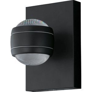 Eglo Led-buitenwandlamp Sesimba, 2 lichtpunten, wandlamp van staal en kunststof, kleur: zwart, IP44
