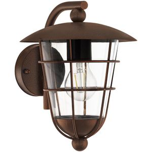 EGLO Buitenwandlamp Pulfero, 1 lichtpunt, wandlamp van verzinkt staal en kunststof, kleur: bruin, fitting: E27, IP44