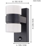EGLO Atollari Wandlamp Buiten - LED - Sensor - 23 cm - Antraciet/Wit