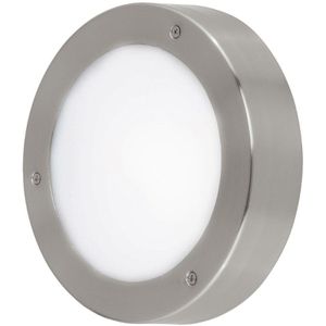 EGLO LED Outdoor plafondlamp Vento 2, 1-vlammige buitenlamp voor muur en plafond, plafondlamp van roestvrij staal en glas, kleur: zilver, wit, IP44