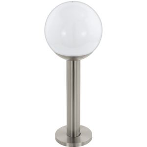 EGLO Connect Nisia-C, Smart Home buitenlamp, staande lamp van roestvrij staal en glas, kleur: zilver/wit, warm wit, dimbaar, IP44