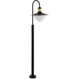 EGLO Buitenlamp Sirmione, 1-lichts buitenlamp, staande lamp van verzinkt staal, glas: wit, opaalmat, kleur: zwart, goud, fitting: E27, IP44