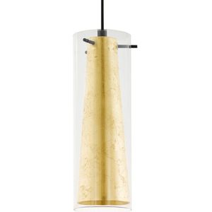 Eglo Pinto Gold Hanglamp, 1 lichtpunt, materiaal: staal, kleur: zwart, glas: helder, goud, fitting: E27