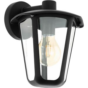 EGLO Monreale Buitenwandlamp, 1-lichts, van gegoten aluminium en kunststof, kleur: zwart, fitting: E27, IP44