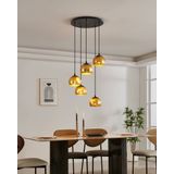 EGLO - Albaraccin - Hanglamp - Goud/Zwart - Staal/Glas - Hoogte 150 cm