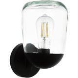 EGLO Donatori Buitenwandlamp voor buiten, 1- vlammige buitenlamp, vintage, retro, wandlamp van aluminium, kunststof in zwart en helder glas, buitenlam
